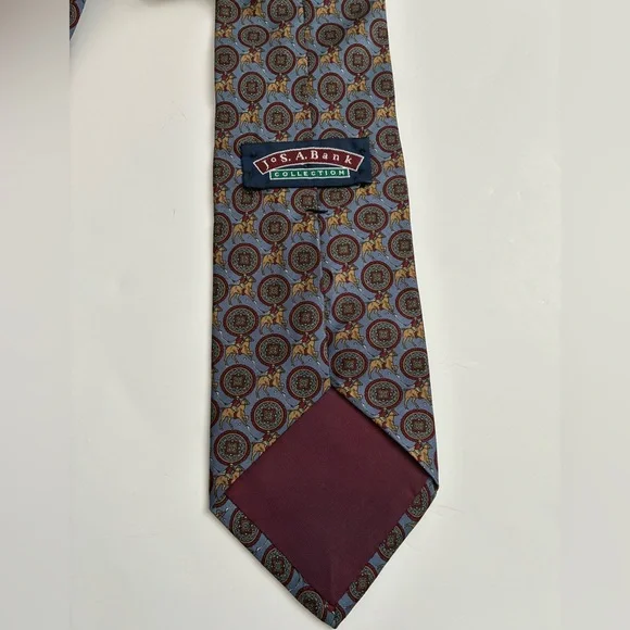 Jos. A. Bank Collection Silk Tie Polo Blue Burgundy - Picture 6 of 7